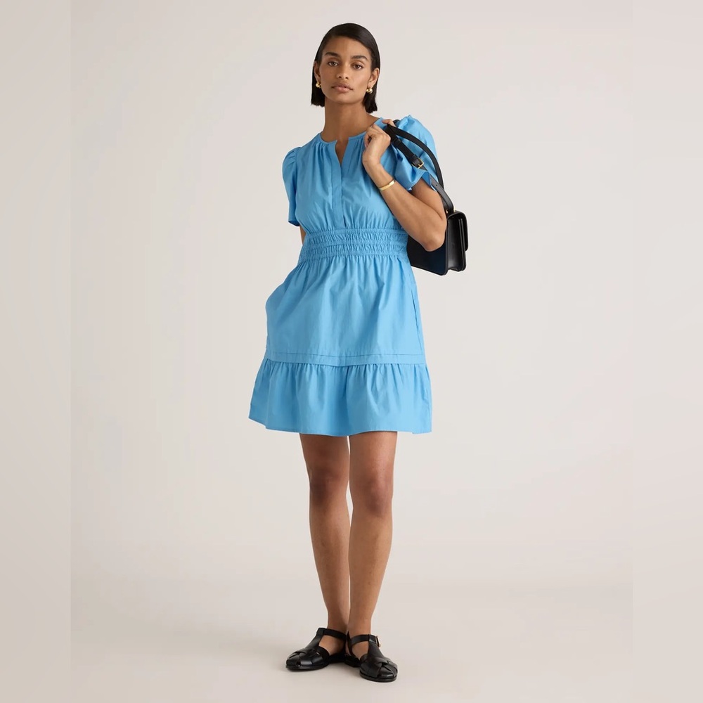 Quince Tiered Short Sleeve Mini Dress Size Large